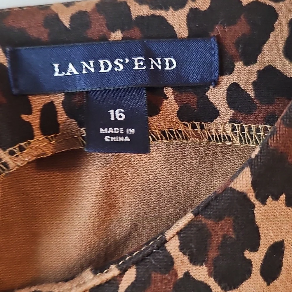 Lands' End Brown Black Leopard Cheetah Animal Ponte Stretch Sheath Dress 16_4
